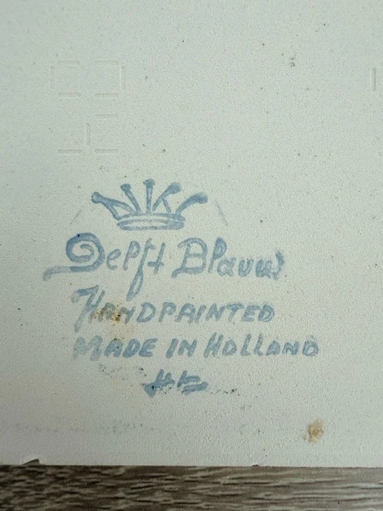 Vintage Delft Blauw Hand Painted Tile Holland Blue White Windmill Wall Art Decor - Picture 3 of 5